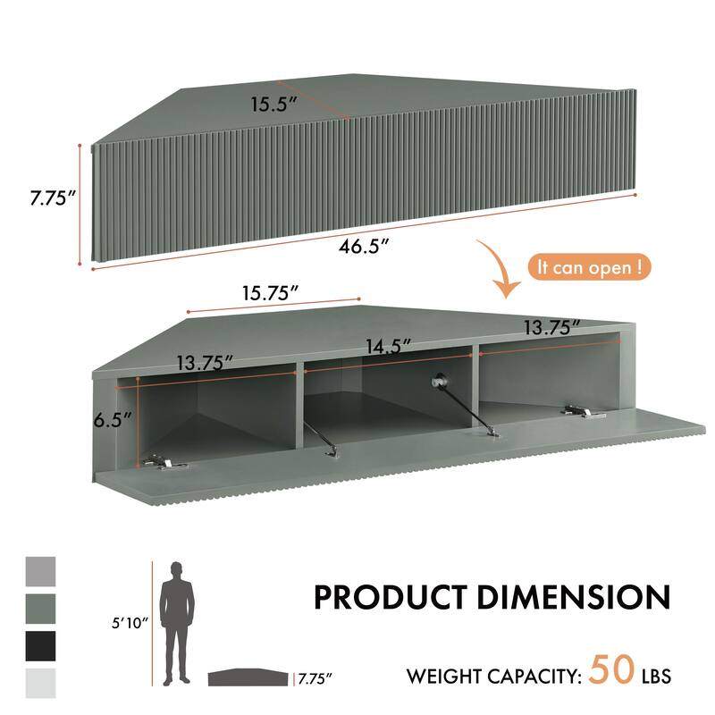 DH BASIC Transitional 47-inch 3-Shelf Corner Floating TV Stand by Denhour