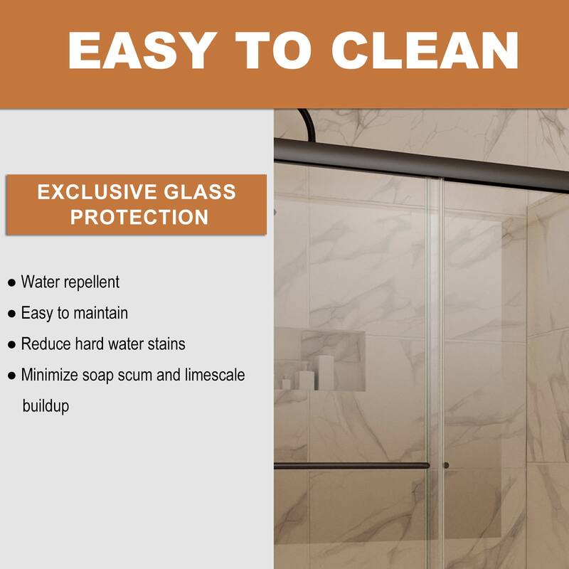 Double Sliding Framed Shower Door with Tempered Glass