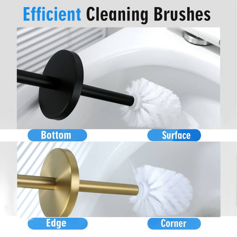 14" Stainless Steel Toilet Brush and Holder Toilet Brush Holder Set - N/A