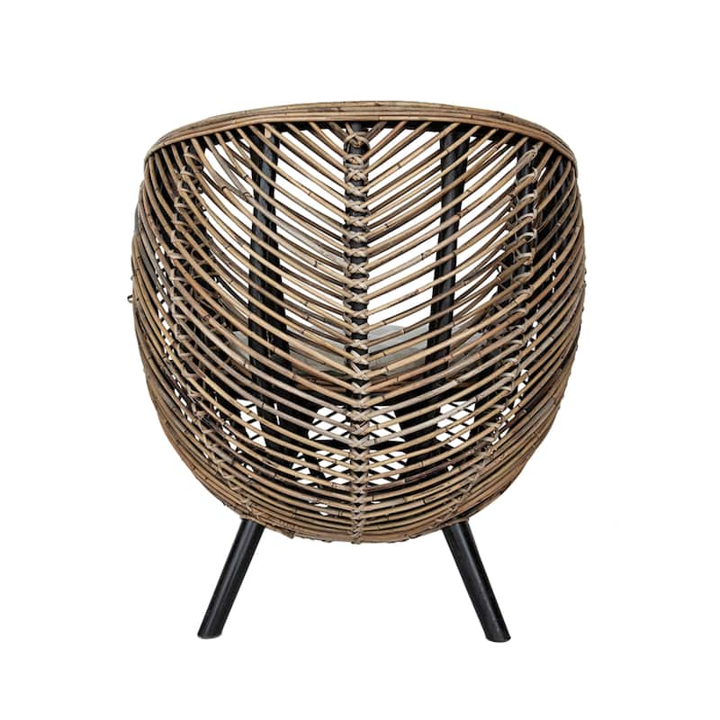Rattan Round Shape Accent Chair - 31" - Brown