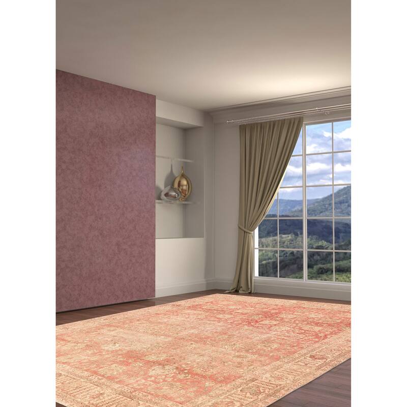 ECARPETGALLERY Hand-knotted Antalya Vintage Light Red Wool Rug - 9'10 x 13'1