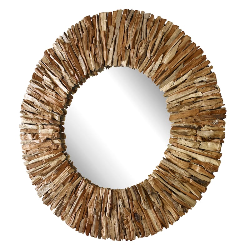 Uttermost Teak Branch Natural Round Mirror - 39.37"W x 1.6"H x 39.37"D