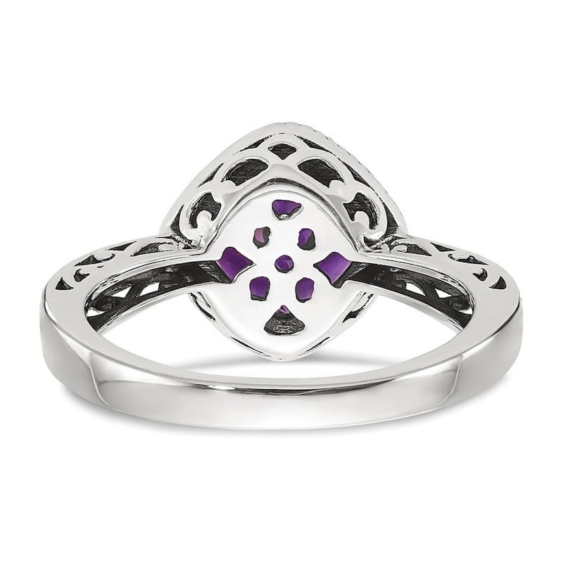 Curata 925 Sterling Silver Polished Prong set With 14k Amethyst Ring