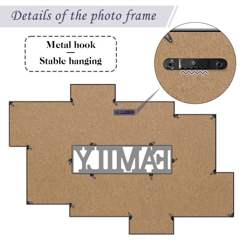 Holaura Family 8 Opening Family Picture Frames Collage Wall Decor for 4x6 Pictures Blacke