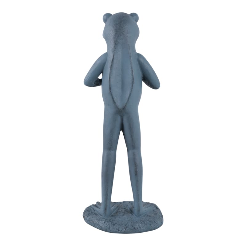 Polyresin Garden Statuary Frog Holding Book Figurine - 18" Metallic
