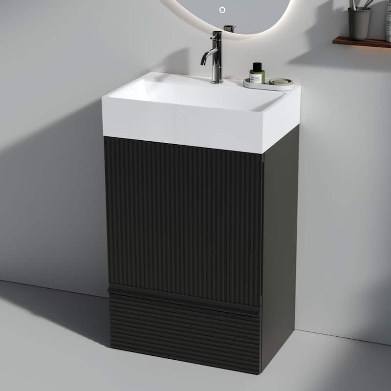 CITTANEO Gada 20'' Modern Freestanding Bathroom Vanity with Sink and Integral Basin - Matt Black