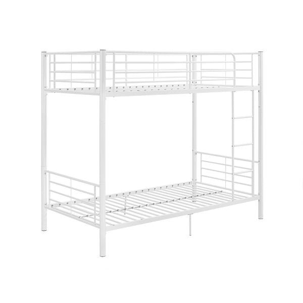 white metal bunk beds
