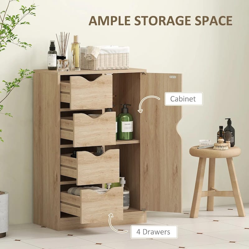 Freestanding Storage Cabinet, Bathroom Floor Cabinet with 4 Drawers