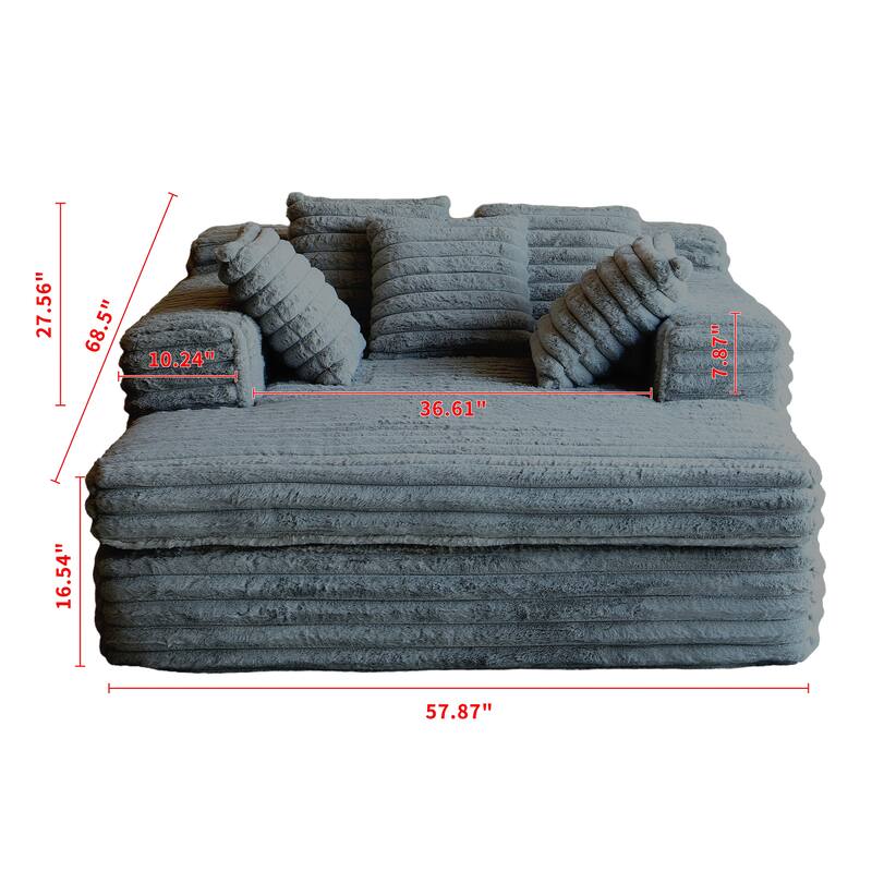 Chaise Lounge Upholstered Sofa Bed with Throw Pillows - DARK GREY