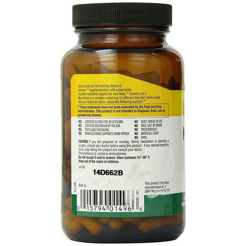 Shop Country Life Max Amino Caps 180 Vegetarian Capsules 16 Different Free Form Amino Acids Post Exercise Support Overstock 20179904
