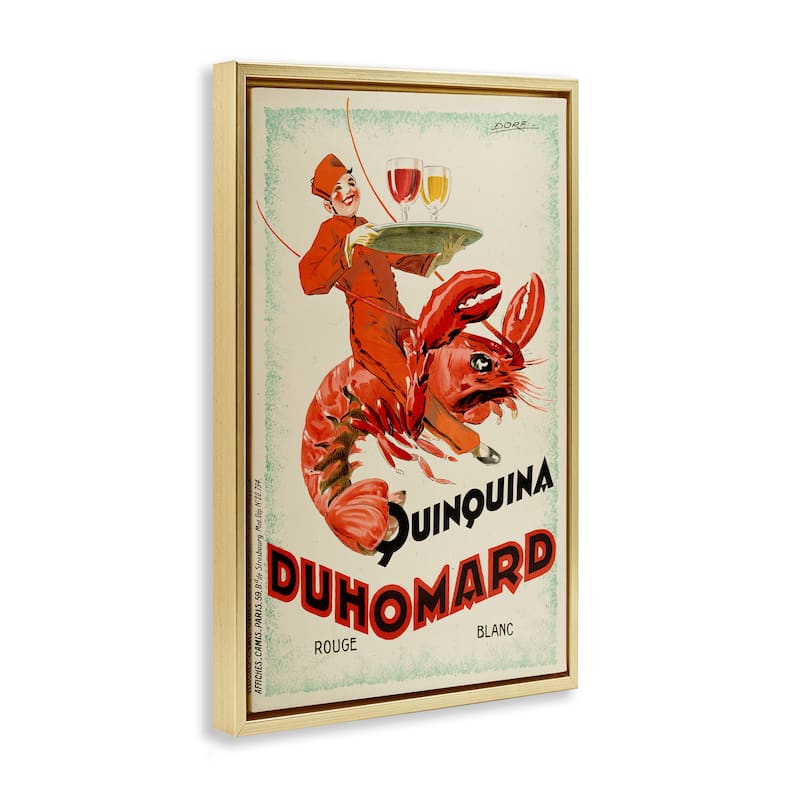 Stupell Vintage Lobster Advertisement Framed Floater Canvas Wall Art Design By Marcus Jules