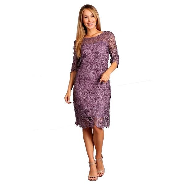 Shop Fanny Fashion Womens Lavender Crochet Lace Knee Length