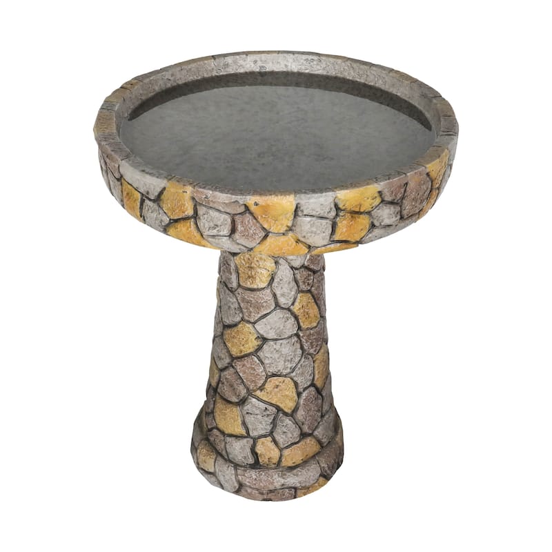 Concrete Bird Bath for Garden- Standing Bird Water Bowl for Patio Deck