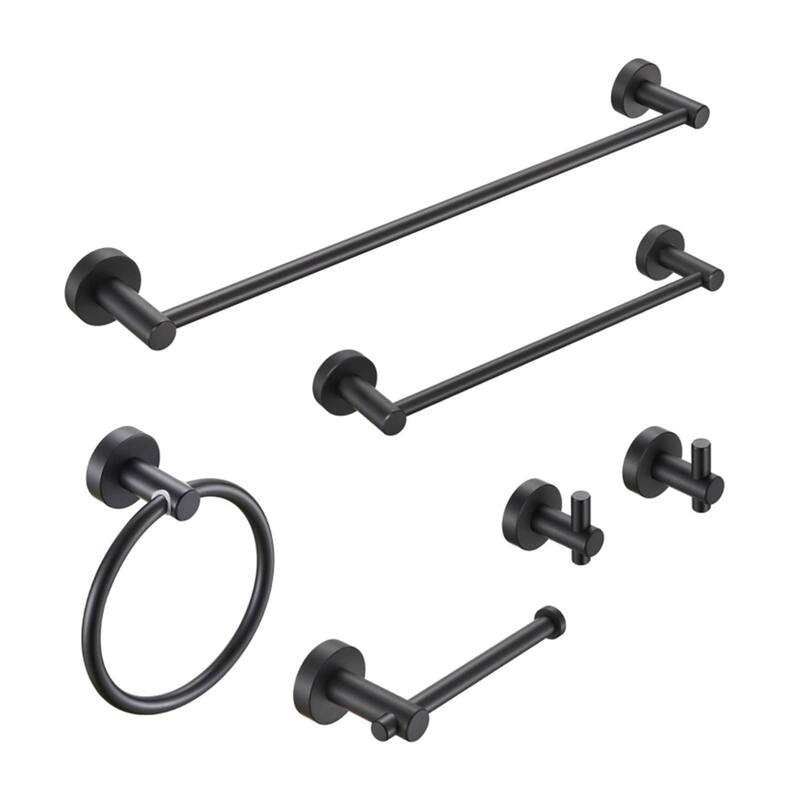 6 Piece Bathroom Hardware Set Wall Mount Adjustable Towel Bar, Hand Towel Ring, Toilet Paper Holder Towel Robe Hook Modern Sets