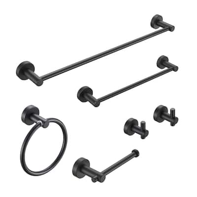 6 Piece Bathroom Hardware Set Wall Mount Adjustable Towel Bar, Hand Towel Ring, Toilet Paper Holder Towel Robe Hook Modern Sets