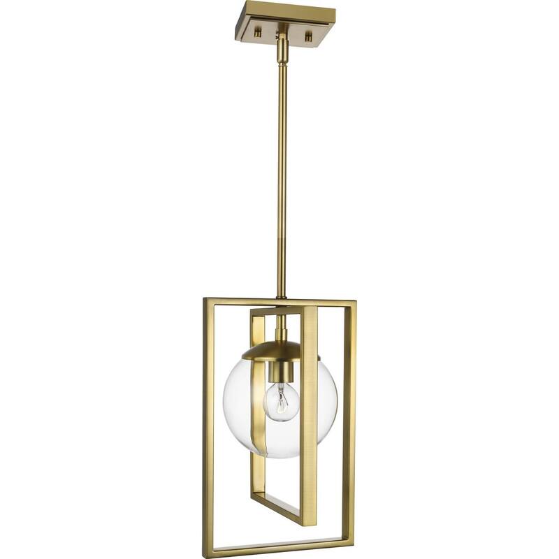Atwell Collection One-Light Brushed Bronze Clear Glass Luxe Pendant Light - 11.500" x 16.000" x 10.500"
