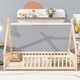 preview thumbnail 1 of 6, Twin Size Tent-shaped Floor Bed Teepee Bed with Guardrails and Slats Natural