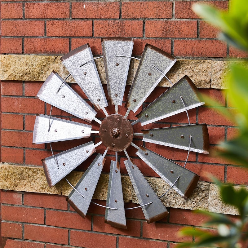 Glitzhome Farmhouse Rustic Wind Spinner Wall Decor