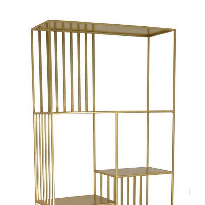 Tandum Plant Display Stand, Gold Metal 6 Shelves, Modern 71 Inch