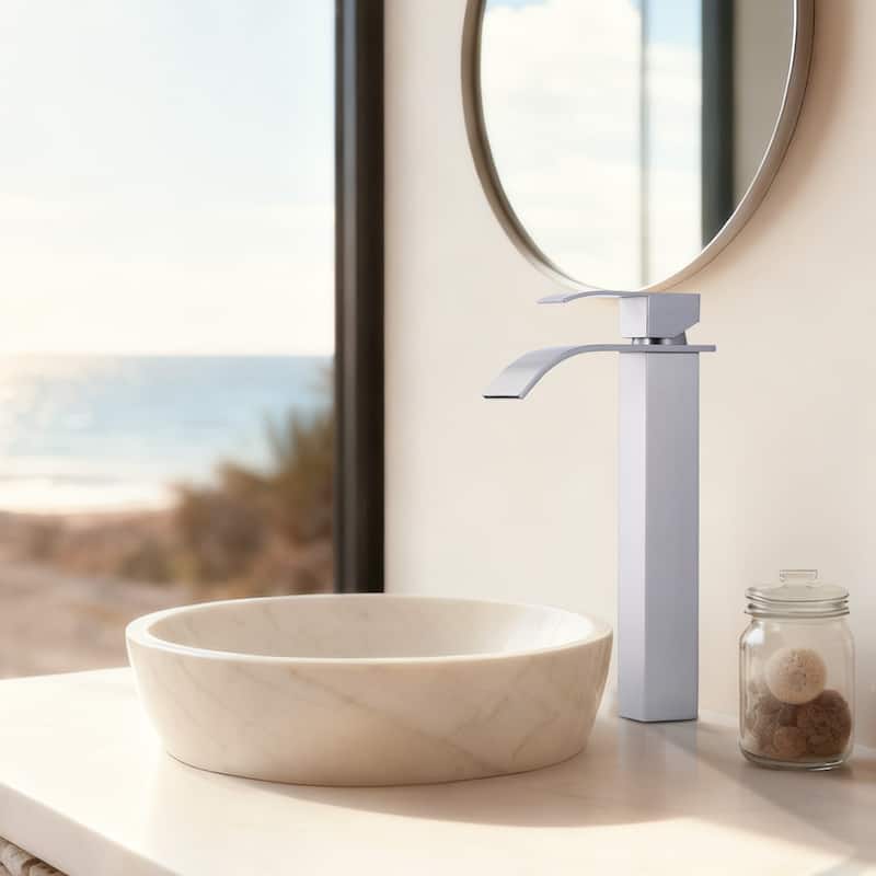 WOWOW Single Handle Single Hole Waterfall Bathroom Vessel Faucet