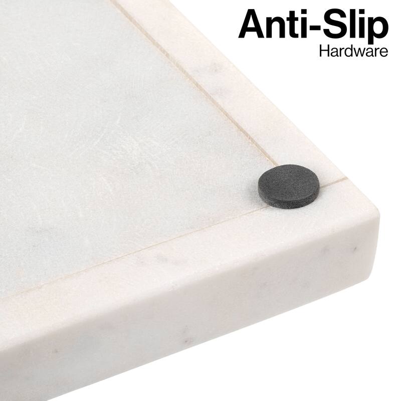 Luxe Stone Classic Minimalist Rectangular Marble Bathroom Countertop Tray