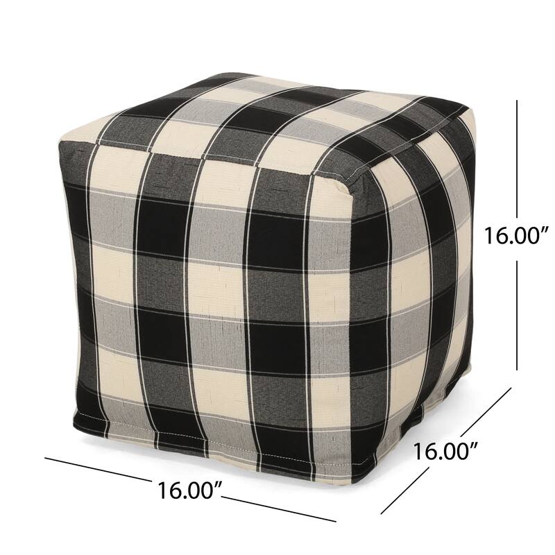 Konnor Modern Fabric Checkered Cube Pouf by Christopher Knight Home