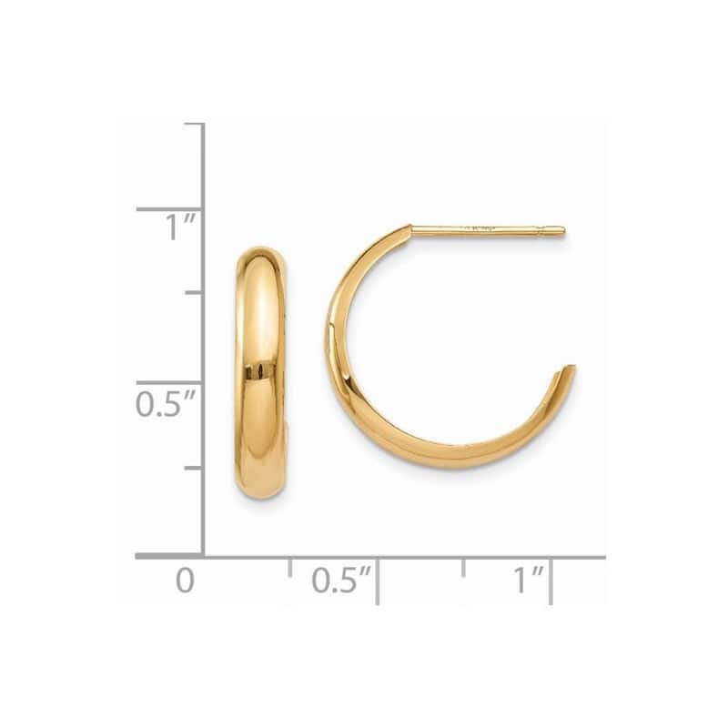 Curata 14k Yellow Gold Polished 3.5x17mm J-Hoop Earrings