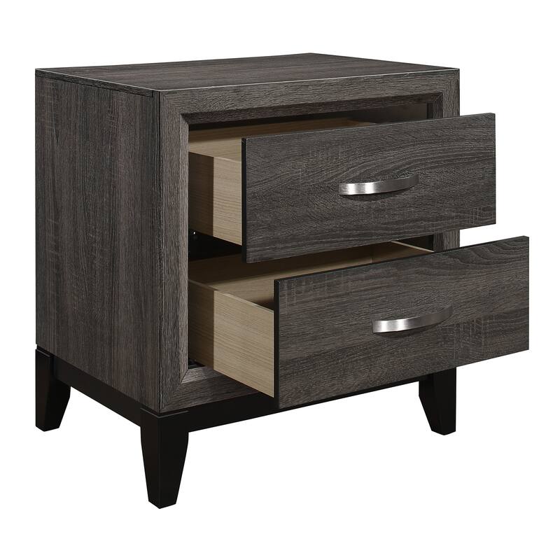 Contemporary Gray Nightstand, Dovetail Drawers, Unique Design, Bedroom Furniture - Gray
