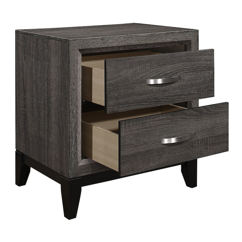 Contemporary Styling 1pc Nightstand Dovetail Drawers Unique Bedroom Furniture - Grey
