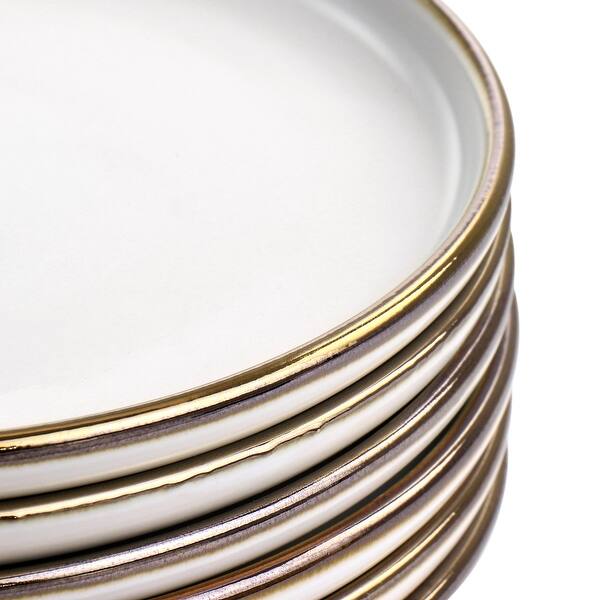 Cotton with Gold Stoneware Salad Plate 6 Piece Set