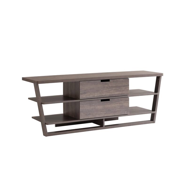 TV Stand with 2 Drawers and 4 Open Shelves