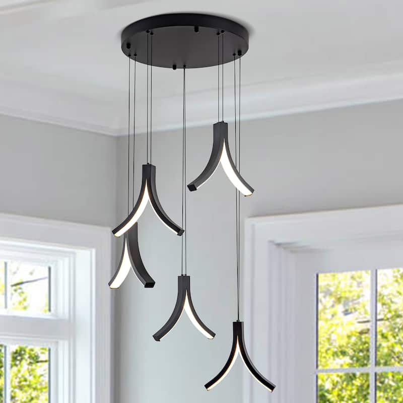 5-Light LED Chandelier Black Chandelier - N/A - Black
