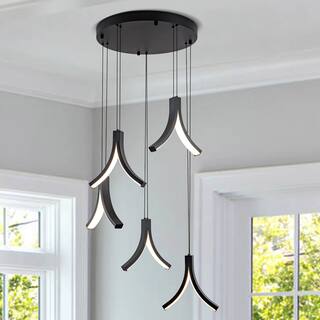 5-Light LED Chandelier Black Chandelier