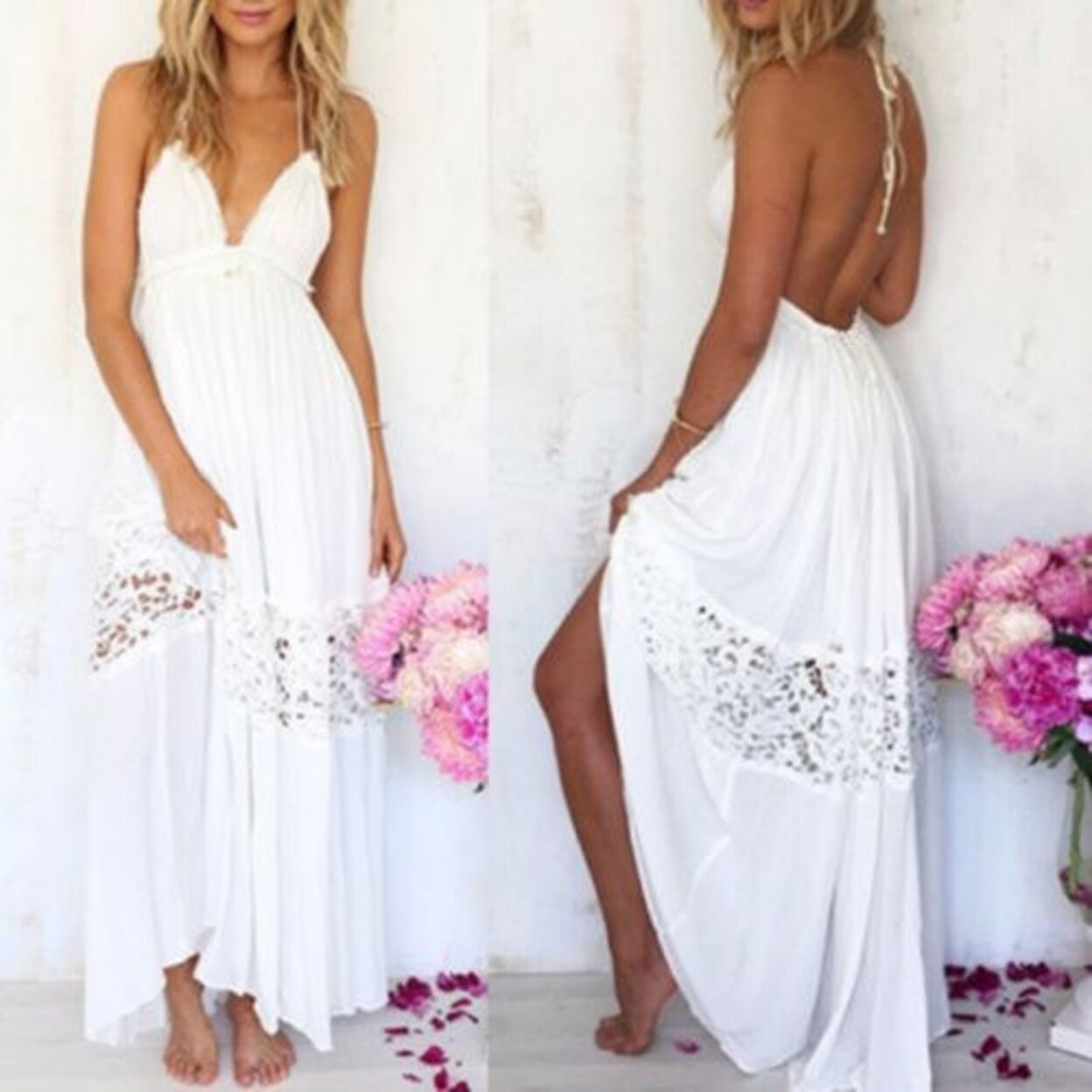 bohemian long beach dress