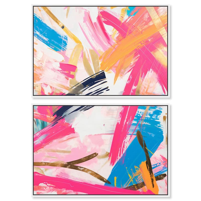 Language Spontaneity II Canvas Set of 2 by Art Remedy - 45" x 30" - White