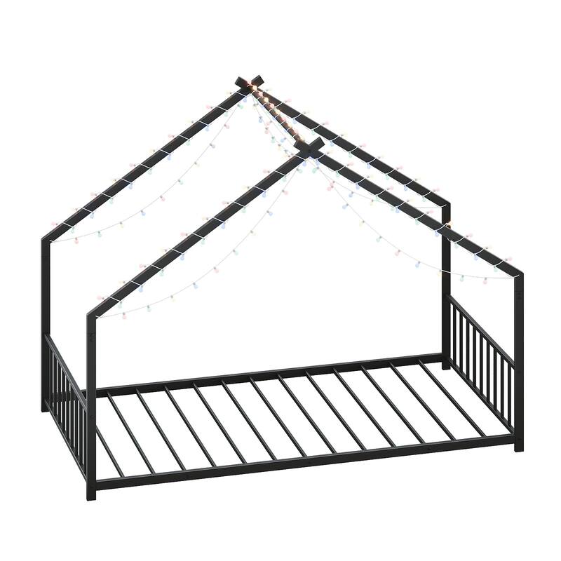 Children's bed frame with LED light strips