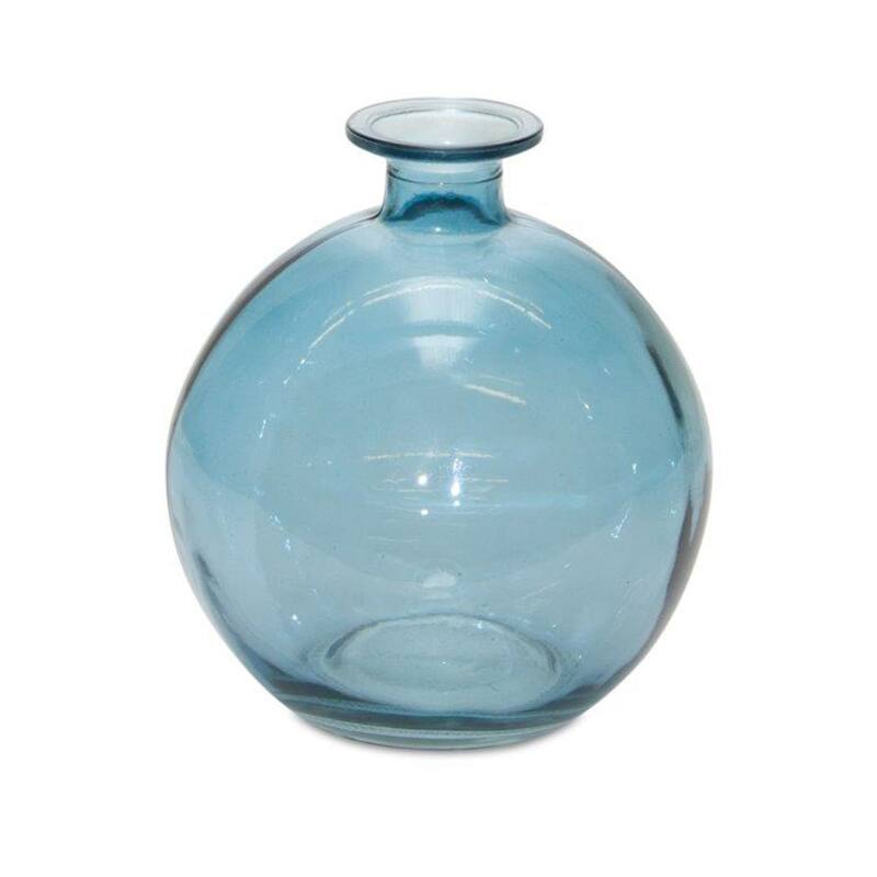 Transparent Glass Vases - 5.5" - Blue - Set of 2