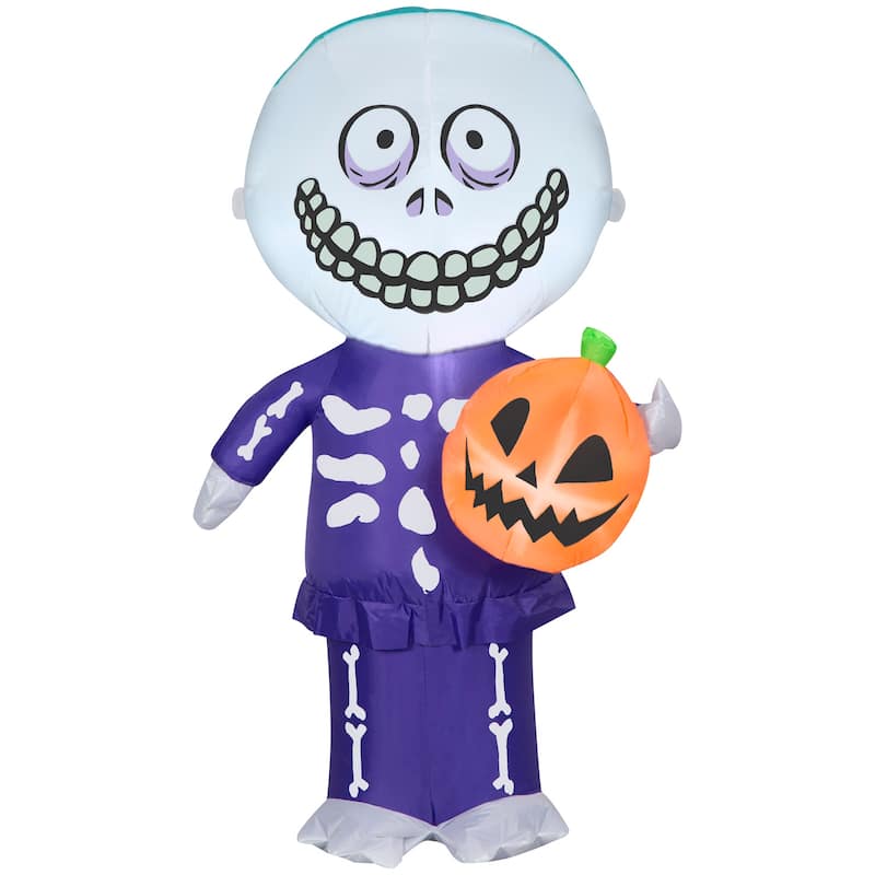 Gemmy Halloween Inflatable Barrel w/ Jack O' Lantern, 4 ft Tall