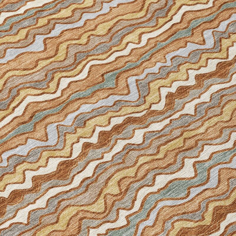 Machine Washable Indoor/ Outdoor Ziggy Stripe Chantille Rug