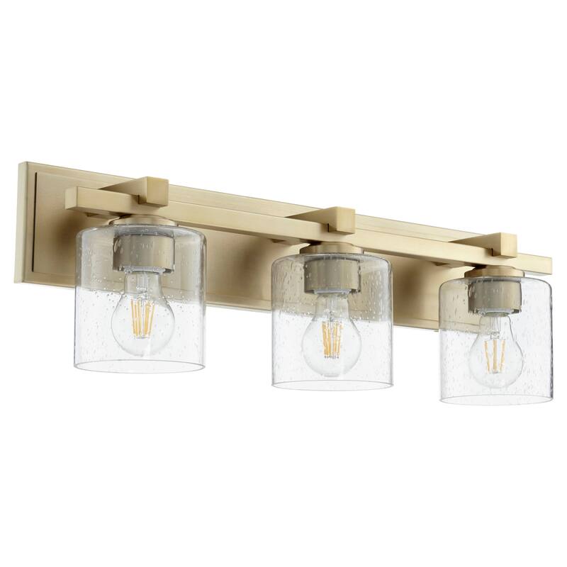 Quorum International 3 Light 7-1/2" Tall Bathroom Vanity Light - Aged Brass