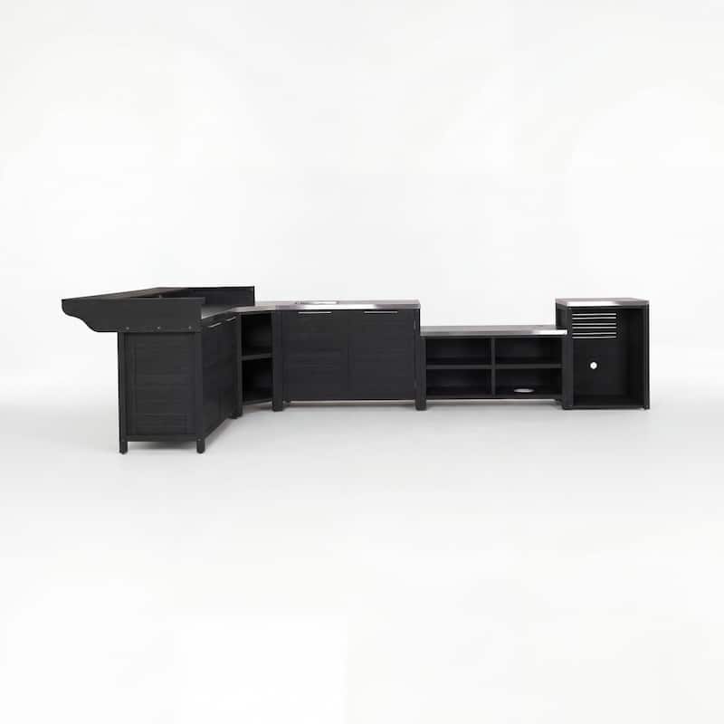 Modular Outdoor Kitchen Island Set, 100% Solid Wood BBQ Cabinet , Patio Kitchen Bar Table