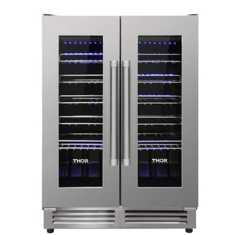 Thor Kitchen 42 Bottle Dual Zone French Door Built-In Wine Cooler - Stainless Steel
