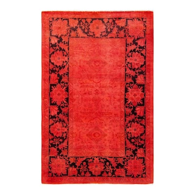 Vibrance, One-of-a-Kind Hand-Knotted Area Rug - Pink, 4' 1" x 6' 4" - 4' 1" x 6' 4"