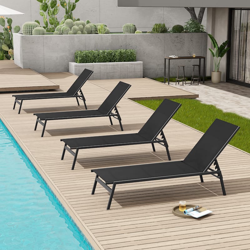 Outdoor Patio Reclining Adjustable Chaise Lounge Chairs Stackable