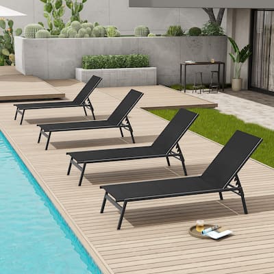 Outdoor Patio Reclining Adjustable Chaise Lounge Chairs Stackable