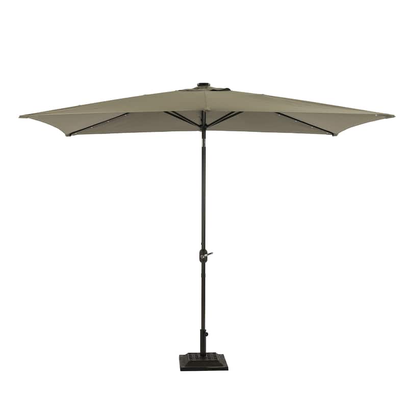 10 ft.LED Aluminum Rectanglar Market Patio Umbrella - Grey