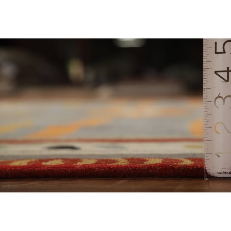 Hand Knotted Oriental 100% Wool Carpet Modern Geometric Greys & Charcoal Gabbeh Area Rug - 9' 11'' X 8' 1''