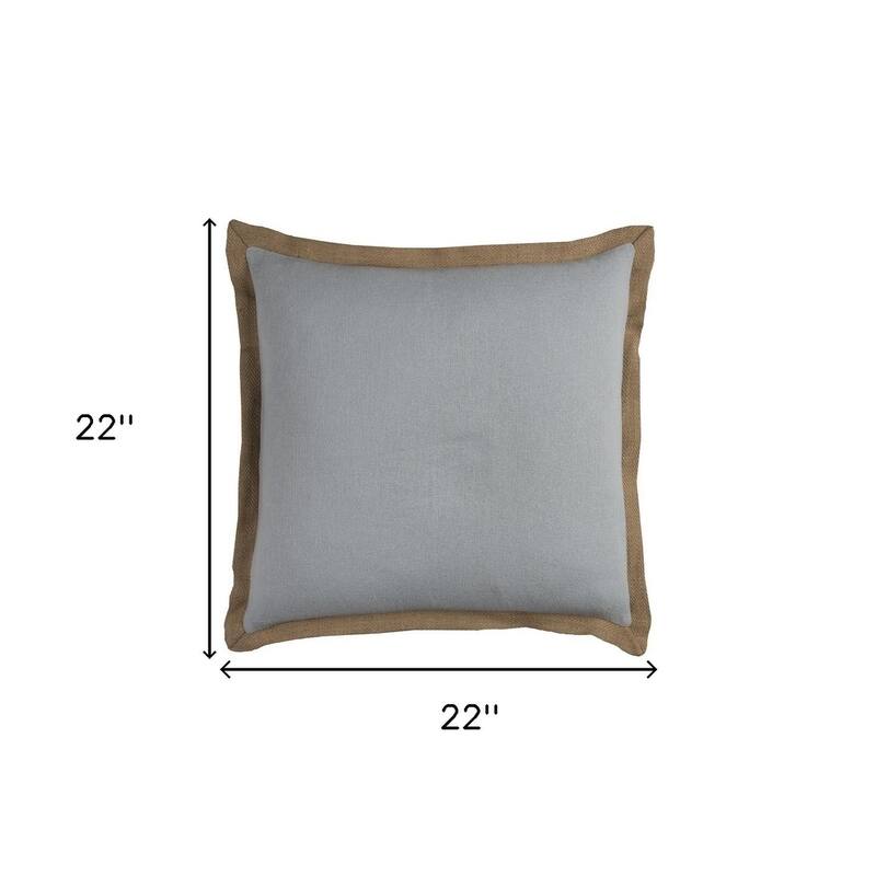 22" Light Blue Cotton Throw Pillow