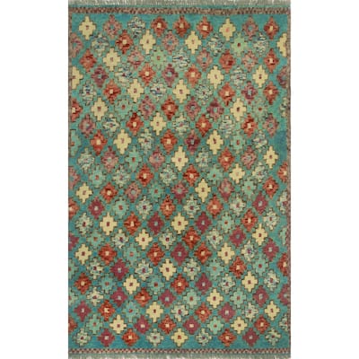 Balochi Aelfric Lt. Green/Purple Rug - 3'3" x 5'1"