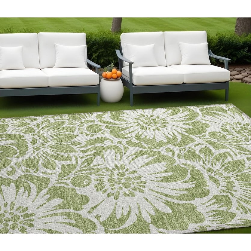 Cafi Botanic Elegance Weather Resistant Timeless Fusion Outdoor Rug